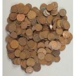 A LARGE BAG OF MIXED COPPER COINS.