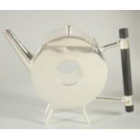 A CHRISTOPHER DRESSER DESIGN SILVER PLATED POLO MINT SHAPE TEA POT.