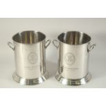 A PAIR OF LOUIS ROEDERER CIRCULAR WINE COOLERS 10ins high.