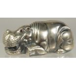 A GOOD RUSSIAN SILVER HIPPO 3ins long.