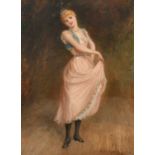 Arthur Howes Weigall (late 19th Century), an elegant female figure in a pink dress, oil on board,