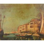 Late 19th Century Continental School, A scene in Venice with figures in a gondola, oil on canvas,