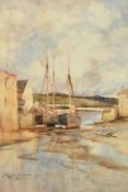 Eyres Simmons (1872-1955), 'Penryn, Near Falmouth', watercolour, signed, 21" x 14" (53 x 36cm).