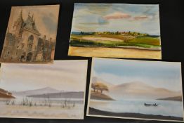 A folder of mostly 20th Century unframed watercolours, (21).