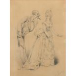 Amedee Charles Henry Cham (1819-1879), 'Un Monsieur Galant', pencil, signed, 10.5" x 8" (27 x