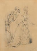 Amedee Charles Henry Cham (1819-1879), 'Un Monsieur Galant', pencil, signed, 10.5" x 8" (27 x