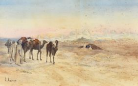 Lowes Dalbiac Luard (1972-1944), 'Evening View of Kairouan', watercolour, signed, exhibition label