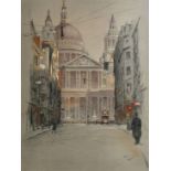 Cecil Aldin, 'Westminster Abbey' and 'St Paul's', two pencil signed colour prints, plate size 15.75"