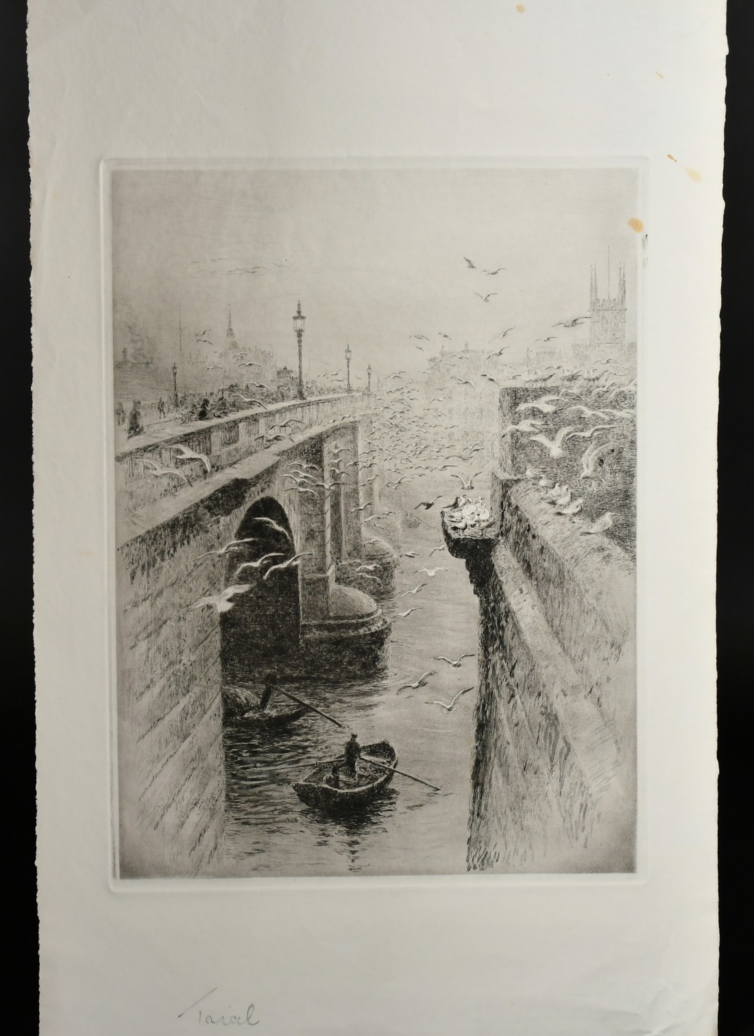 William Lionel Wyllie (1851-1931), Waterloo Bridge, etching, signed in pencil, plate size 7.5" x - Image 4 of 4