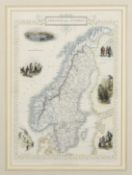 J. Rapkin, a Mid-19th Century hand coloured map of Sweden and Norway, 14" x 10" (36 x 26cm), along