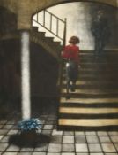 Peter Kosowicz, 'Up the stairs Darkly', coloured aquatint, inscribed in pencil and annotated P/P