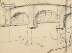 Stanley Royle (1888-1961), 'Baslow Bridge, Derbyshire, pencil, label verso, 4.25" x 5.75", (11x14.