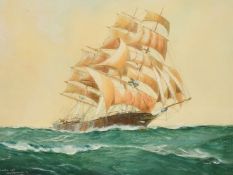 William Minshall Birchall (1884-1941) British, 'Romantic Sail', a clipper in full sail, watercolour,
