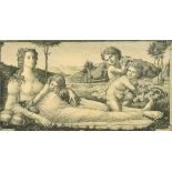 George Woolliscroft Rhead, ' Venus reclining with cupids', engraving, 5" x 9.75", (13x25cm) (a/f).