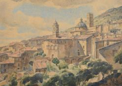 James Walker Tucker (1898-1972), a view of Assisi, watercolour, signed, 9.5" x 13.5" (24 x 34cm),
