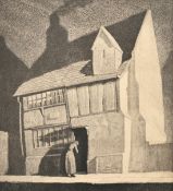 Leslie Moffat Ward (1888-1978), a street scene with figures and cats, lithograph, 12" x 9" (30 x