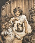 Circle of Elsley, a study of a young girl and her pets, along with 3 other works by different hands,