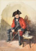 Circle of Lady Elizabeth Butler, A Chelsea pensioner, watercolour, inscribed and initialled, 13" x
