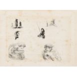 Dominique Vivant Denon, Figure studies, etching, 3" x 4.25", (8x11cm) (unframed) (a/f).