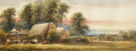 James Orrock (1829-1913) British, a pair of watercolour paintings of Surrey farms, one titled '