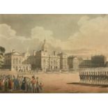 Pugin and Rowlandson, Early 19th Century, 'Mounting Guard, St. James's Park', hand coloured