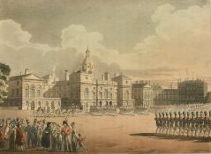 Pugin and Rowlandson, Early 19th Century, 'Mounting Guard, St. James's Park', hand coloured