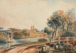Attributed to Peter de Wint, 'Cookham on Thames', watercolour, 8.75" x 12.25" (22 x 31cm), Gerald M.