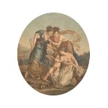 Bartolozzi after Kauffman, female figures with a putti, a pair of colour engravings, each 12.5" x