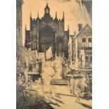 George Worsley Adamson (1913-2005), 'Whit Sunday, St Mary's Wigan', etching, signed and inscribed,