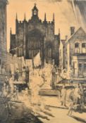 George Worsley Adamson (1913-2005), 'Whit Sunday, St Mary's Wigan', etching, signed and inscribed,