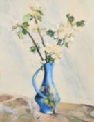 Charles Pasche, Circa 1961, a still life of flowers in a blue jug, watercolour, signed and dated,