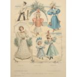 A group of three late 19th Century Paris fashion colour prints, one 12.5" x 20" (32 x 51cm), the