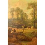 J.E. Meadows (1828-1888) British, The logging cart, oil on canvas, signed, 29.75" x 19.75", (75.