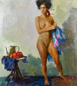Sergey Kovalenko (b. 1980) Ukraine, 'Pomegranates', a study of a female nude standing by a bowl of