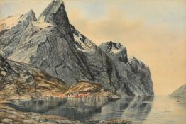 I. Ibsen (Circa 1900), a view of a Norwegian Fjord, watercolour, signed, 8.5" x 12.5" (21.5 x