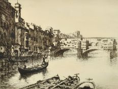 William Douglas Macleod (1892-1963), 'Ponte Vecchio, Florence', etching, signed in pencil, 9.25" x