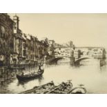 William Douglas Macleod (1892-1963), 'Ponte Vecchio, Florence', etching, signed in pencil, 9.25" x