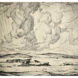 Leslie Moffat Ward (1888-1978), 'Storm Clouds on a Lakeland River', etching, signed in pencil, 11" x