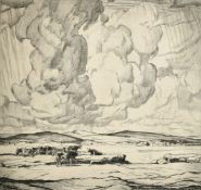 Leslie Moffat Ward (1888-1978), 'Storm Clouds on a Lakeland River', etching, signed in pencil, 11" x