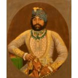 Indian School, Circa 1900, a portrait of Jaswant Singh II, Maharajah of Jodhpur (1873-1895), oil