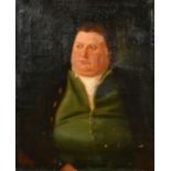 Late 18th Century, probably English School, a portrait of a rotund gentleman in a green waistcoat,