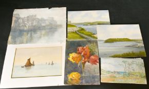 A Folio of mostly 20th Century watercolours and sketches, (q).