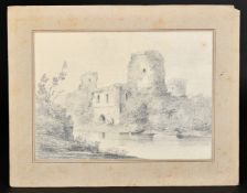 Mid-19th Century, a pencil sketch of Pembroke Castle, along with five further pencil and watercolour