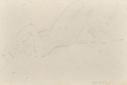 William Russel Flint (1880-1969), an outline pencil sketch of a recumbent female nude, signed, 3.