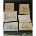 A collection of twelve 19th Century pencil sketches, all around 9" x 7" (23 x 18cm), (12).