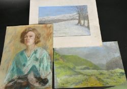 A Folio of mostly 20th Century watercolours and sketches, (q).