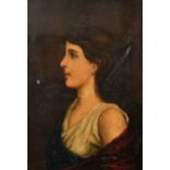 Agnes Dearden (1840-1890), a head study of an elegant lady in profile, oil on canvas, 14" x 10"