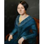 19th Century French School, a portrait of a seated lady, oil on canvas, 28.75" x 23.75" (73 x