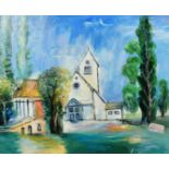 After Dufy, (20th Century), A church with attached buildings and trees in the grounds, oil on
