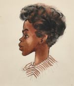 Marjorie Sinclair (20th Century), a head study of an African lady in profile, watercolour, 6.75" x